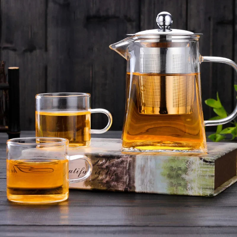 Théière en verre avec infuseur, kit thé maison.
