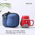 théières Théière Céramique Rouge Individuelle Miaou Mug 300mL : Le parfait compagnon des pauses thé - REFLEXESAIN Chat rouge REFLEXESAIN